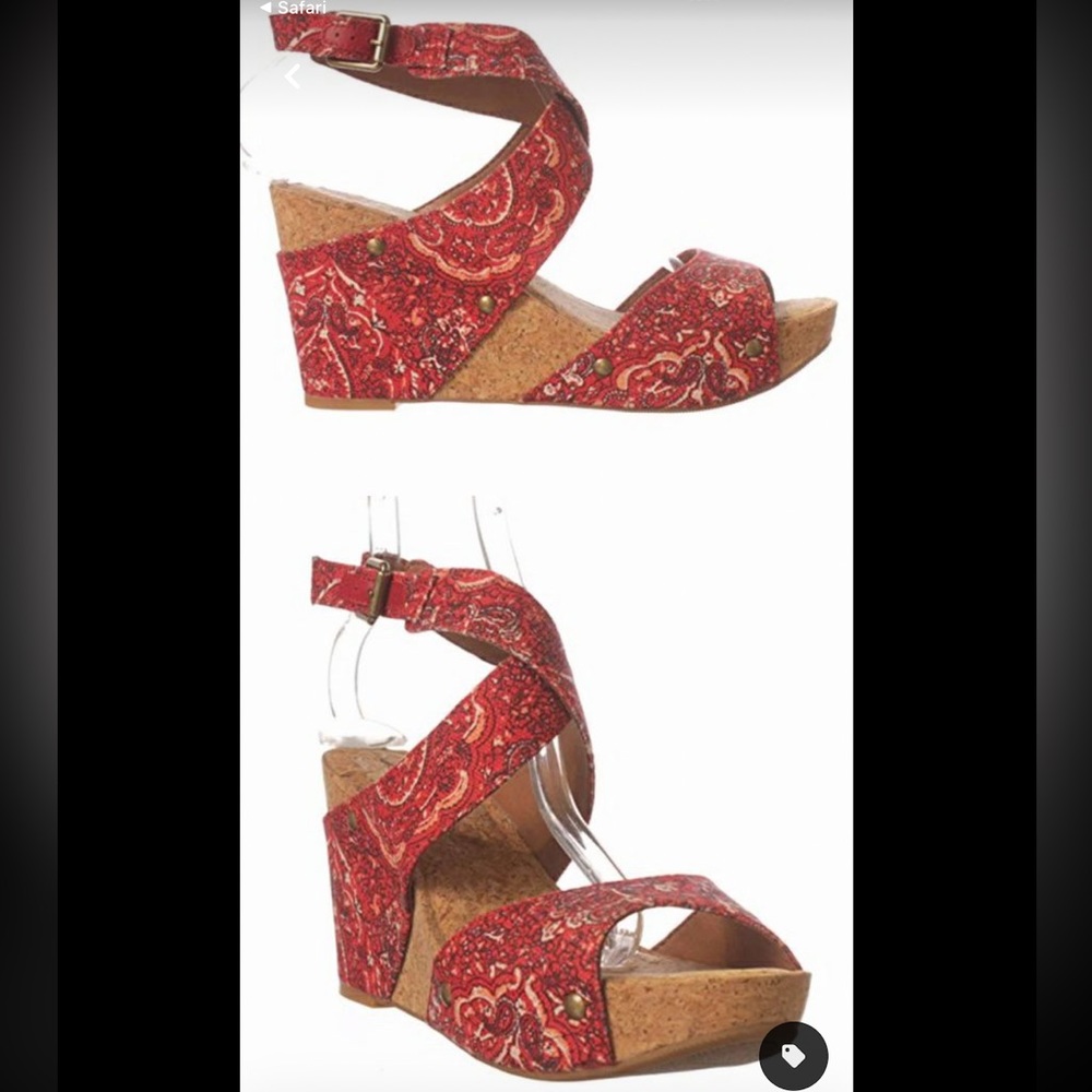 Lucky Brand Red Paisley Wedge